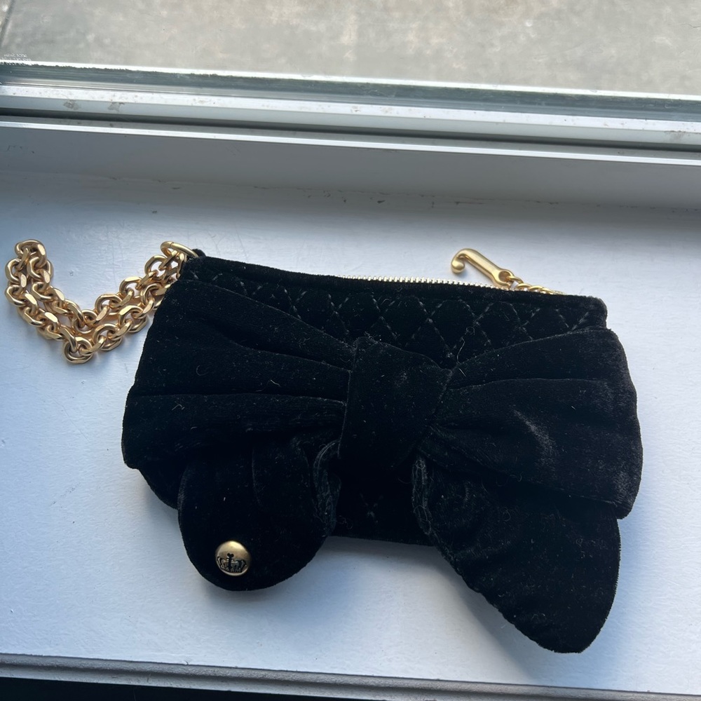 Juicy Couture black velvet wristlet gold juicy charm